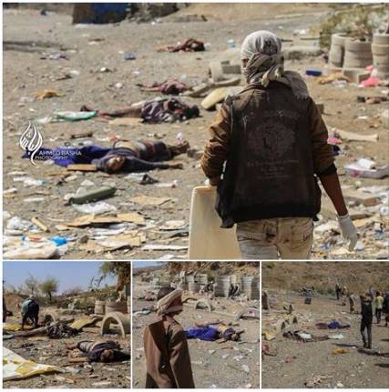صور مرعبة .. جثث الحوثيين متناثرة في نجد قسيم بتعز 